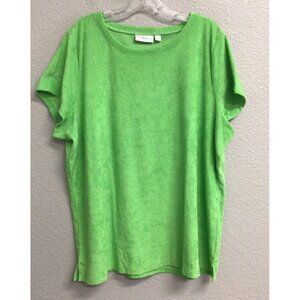 Belle Beach By Kim Gravel French Terry Sweatshirt Size 2X Green Short Sleeve